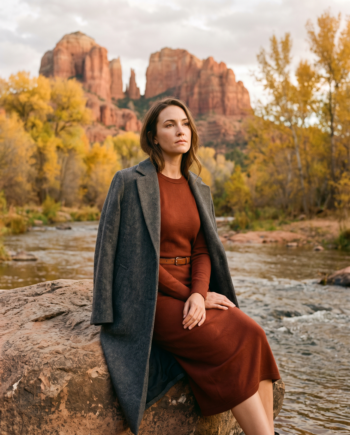 Rust knit dress by Oak Creek